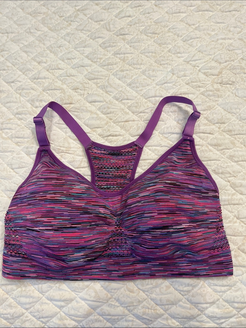 Seamless Purple Multicolor Racerback Sports Bralette